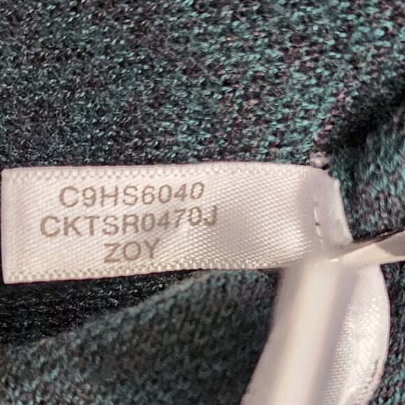 Calvin Klein Sweater Womens M Green Black Zig Zag Cowl Neck Pullover Casual Cozy - Picture 8 of 11